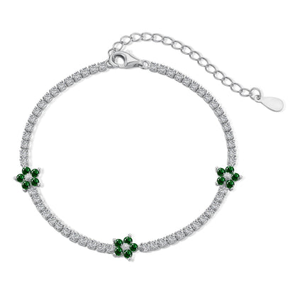 [Amore Jewels]Sparkling Flower Shape Tennis Bracelet