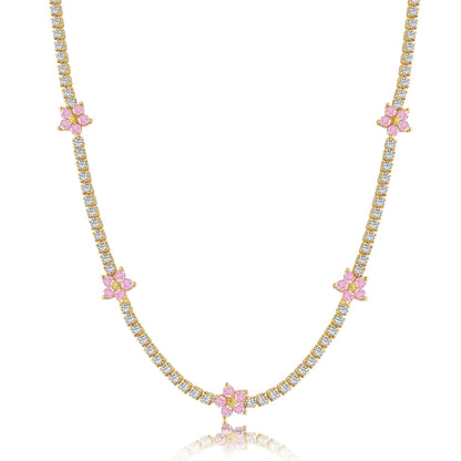 [Amore Jewels]Luxurious Colorful Flower Tennis Necklace