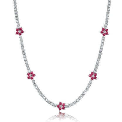 [Amore Jewels]Luxurious Colorful Flower Tennis Necklace