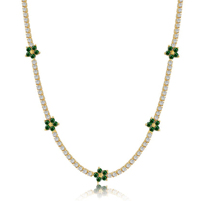 [Amore Jewels]Luxurious Colorful Flower Tennis Necklace