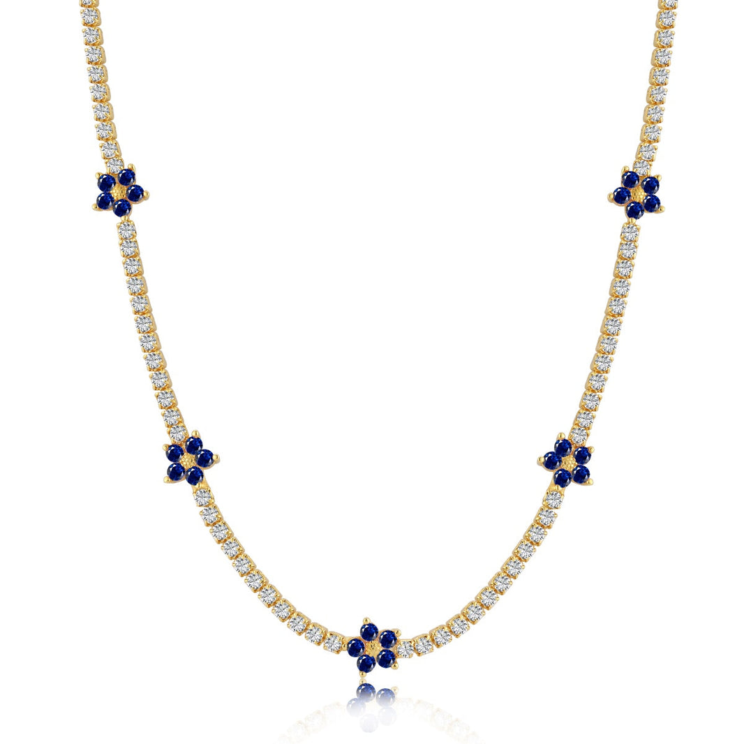 [Amore Jewels]Luxurious Colorful Flower Tennis Necklace
