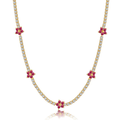 [Amore Jewels]Luxurious Colorful Flower Tennis Necklace