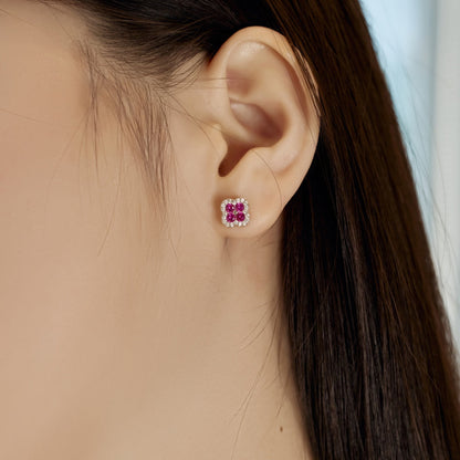 [Amore Jewels]Four-Leaf Clover Flower Shaped Earrings