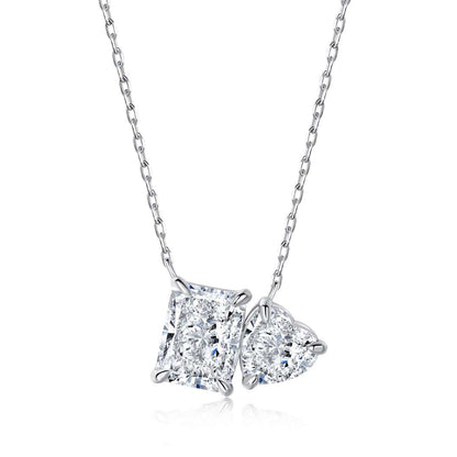 [Amore Jewels]Dazzling Square & Heart Shape Necklace
