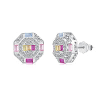 [Amore Jewels]Ornate Colorful Octagon Shape Daily Earrings