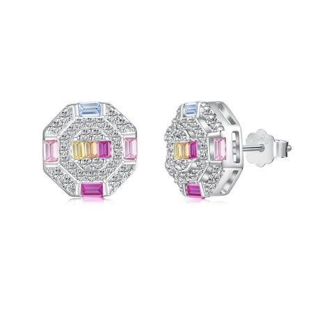 [Amore Jewels]Ornate Colorful Octagon Shape Daily Earrings
