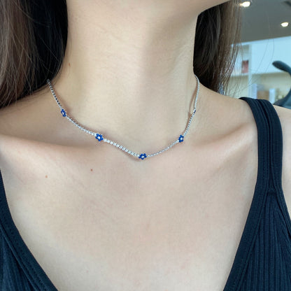 [Amore Jewels]Luxurious Colorful Flower Tennis Necklace