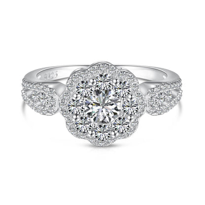 [Amore Jewels]Delicate Colorful Round Cut Flower Shape Wedding Ring