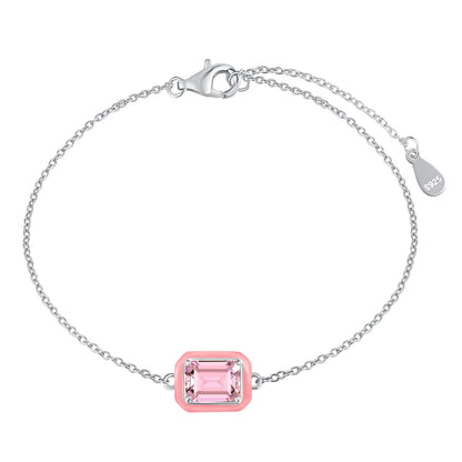 [Amore Jewels]2.0 Carat Sparkling Colorful Emerald Cut Daily Bracelet