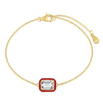 [Amore Jewels]2.0 Carat Sparkling Colorful Emerald Cut Daily Bracelet