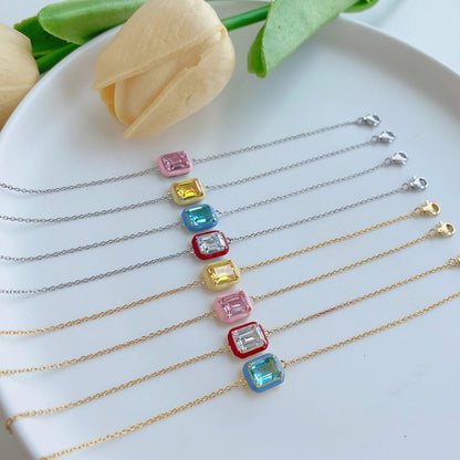 [Amore Jewels]2.0 Carat Sparkling Colorful Emerald Cut Daily Bracelet