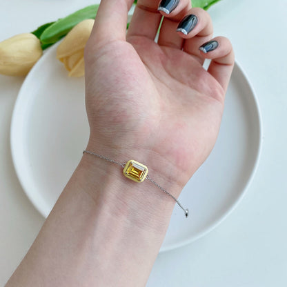 [Amore Jewels]2.0 Carat Sparkling Colorful Emerald Cut Daily Bracelet
