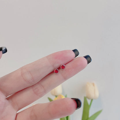 [Amore Jewels]Sparkling Colorful Round Shape Earrings
