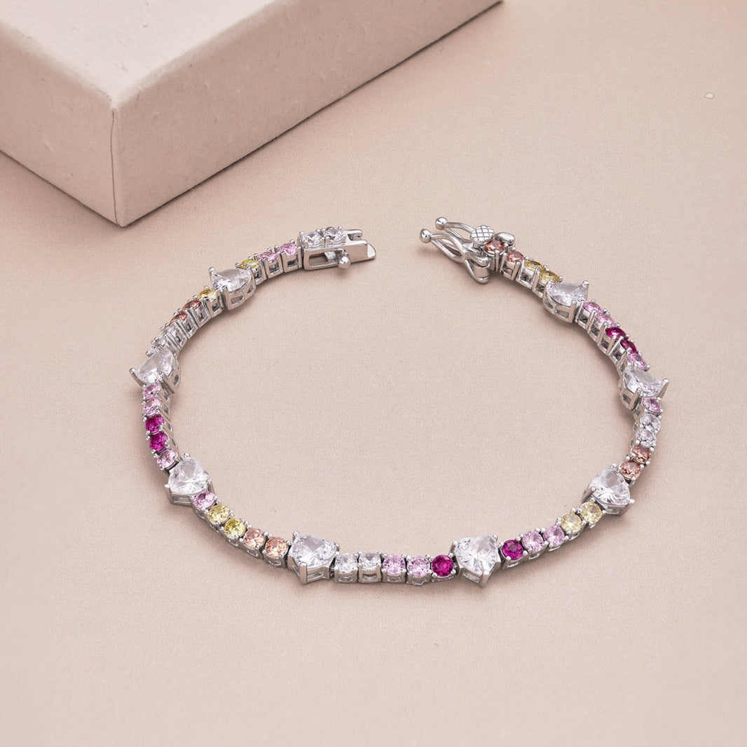 [Amore Jewels]Romantic Heart Shape Round Cut Lover Bracelet