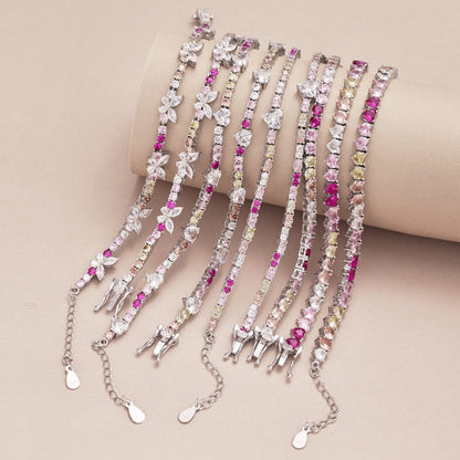 [Amore Jewels]Sparkling Colorful Full Heart Tennis Necklace