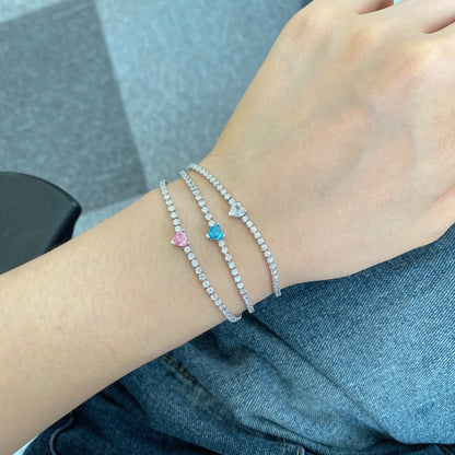 [Amore Jewels]0.5 Carat Elegant Romantic Heart Shape Lover Bracelet