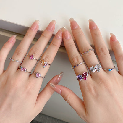 [Amore Jewels]Radiant Colorful Round Cut Daily Ring
