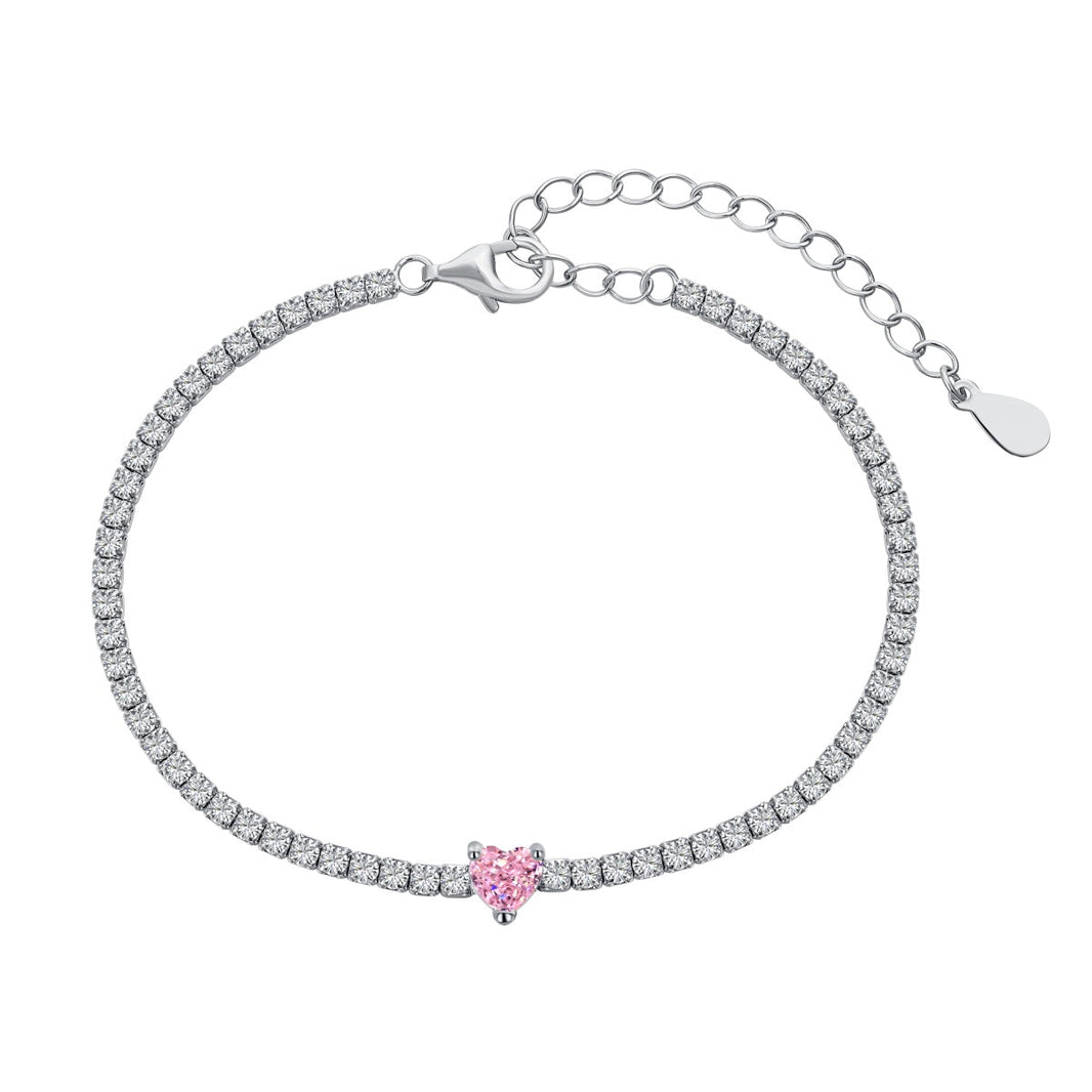 [Amore Jewels]0.5 Carat Elegant Romantic Heart Shape Lover Bracelet