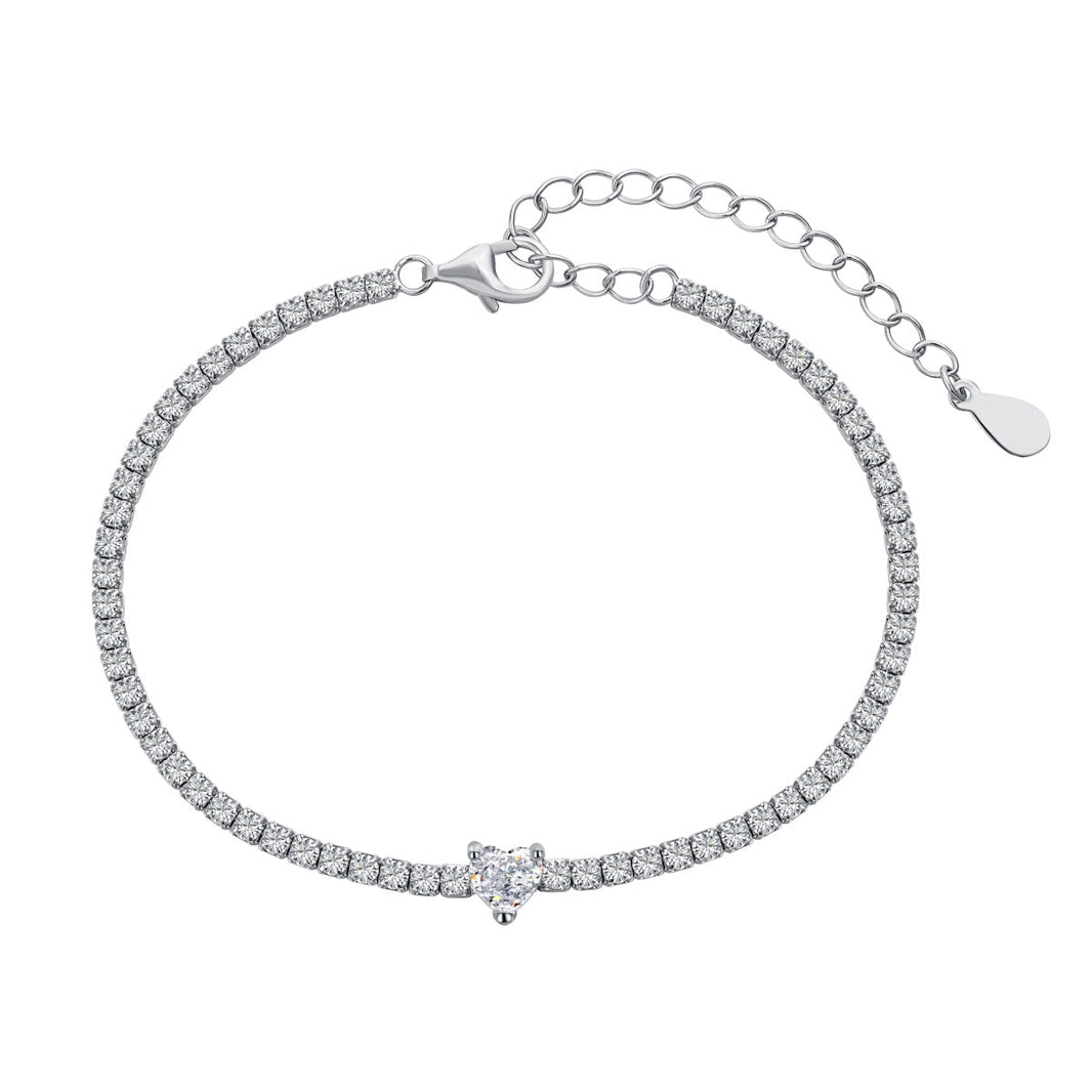[Amore Jewels]0.5 Carat Elegant Romantic Heart Shape Lover Bracelet