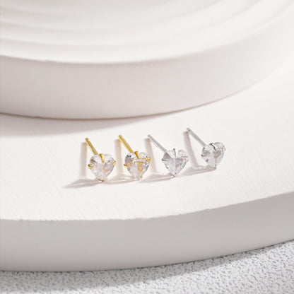 [Amore Jewels]Sparkling Heart Shaped Simple Earrings
