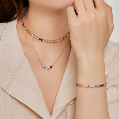 [Amore Jewels]Luxurious Colorful Romantic Heart Shape Lover Bracelet