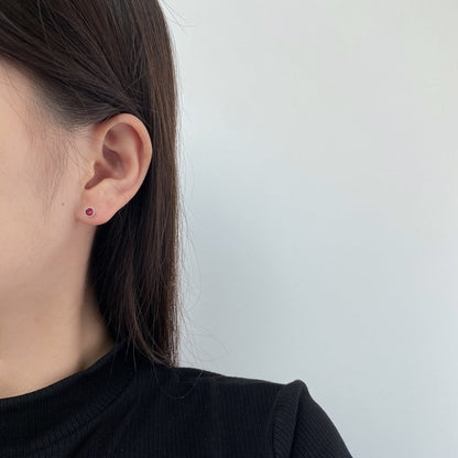 [Amore Jewels]Sparkling Colorful Round Shape Earrings