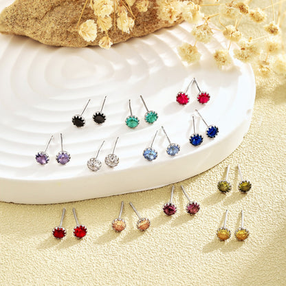 [Amore Jewels]Sparkling Colorful Round Shape Earrings