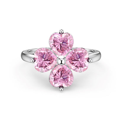 [Amore Jewels]Heart-shaped Four-Leaf Clover Ball Ring