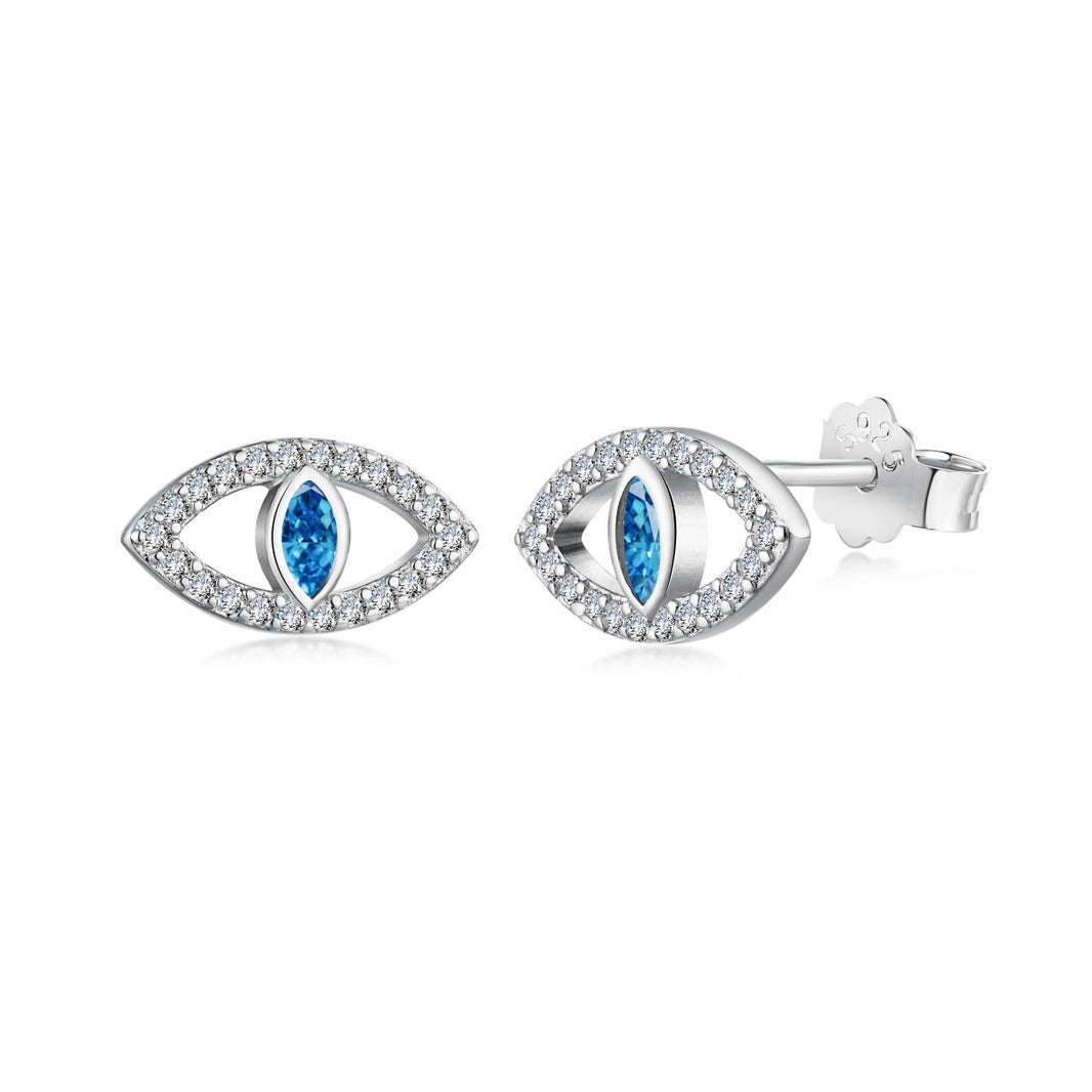 [Amore Jewels]Blue Devil Eyes Hollow Stud Earrings
