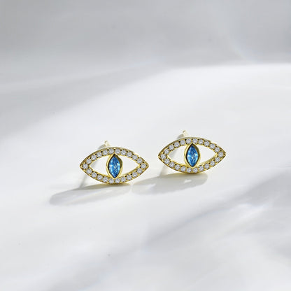 [Amore Jewels]Blue Devil Eyes Hollow Stud Earrings