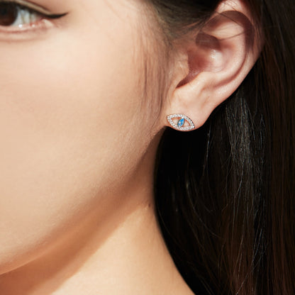 [Amore Jewels]Blue Devil Eyes Hollow Stud Earrings