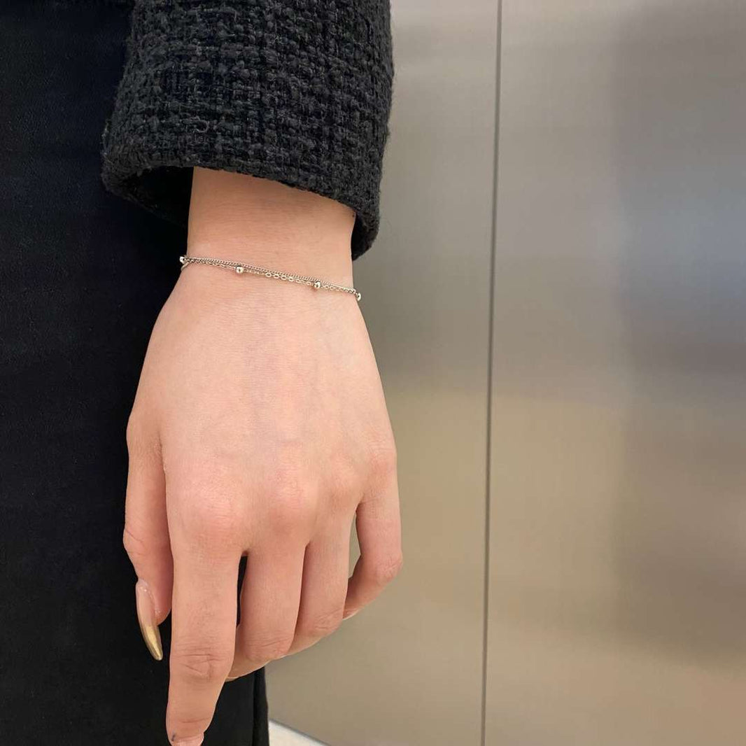 [Amore Jewels]Delicate Bead Double Layer Bracelet