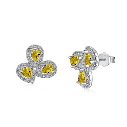 [Amore Jewels]Ornate Flower Shape Pear Cut Lover Earrings