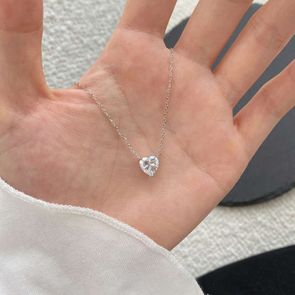 [Amore Jewels]Heart Shape Main Stone Pendant Collarbone Necklace