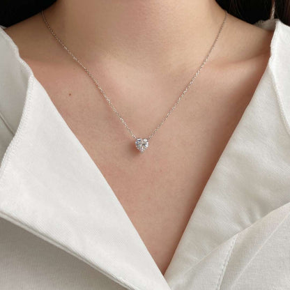 [Amore Jewels]Heart Shape Main Stone Pendant Collarbone Necklace