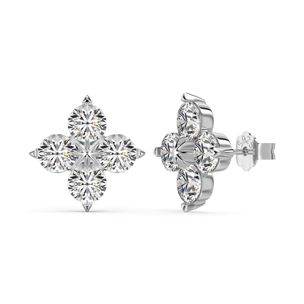 [Amore Jewels]Four-Leaf Clover Eight-Pointed Star Earrings