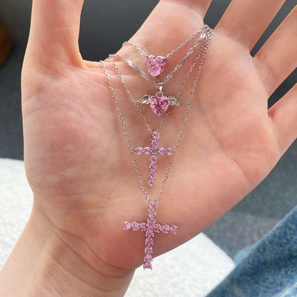[Amore Jewels]Heart Shape Main Stone Pendant Collarbone Necklace