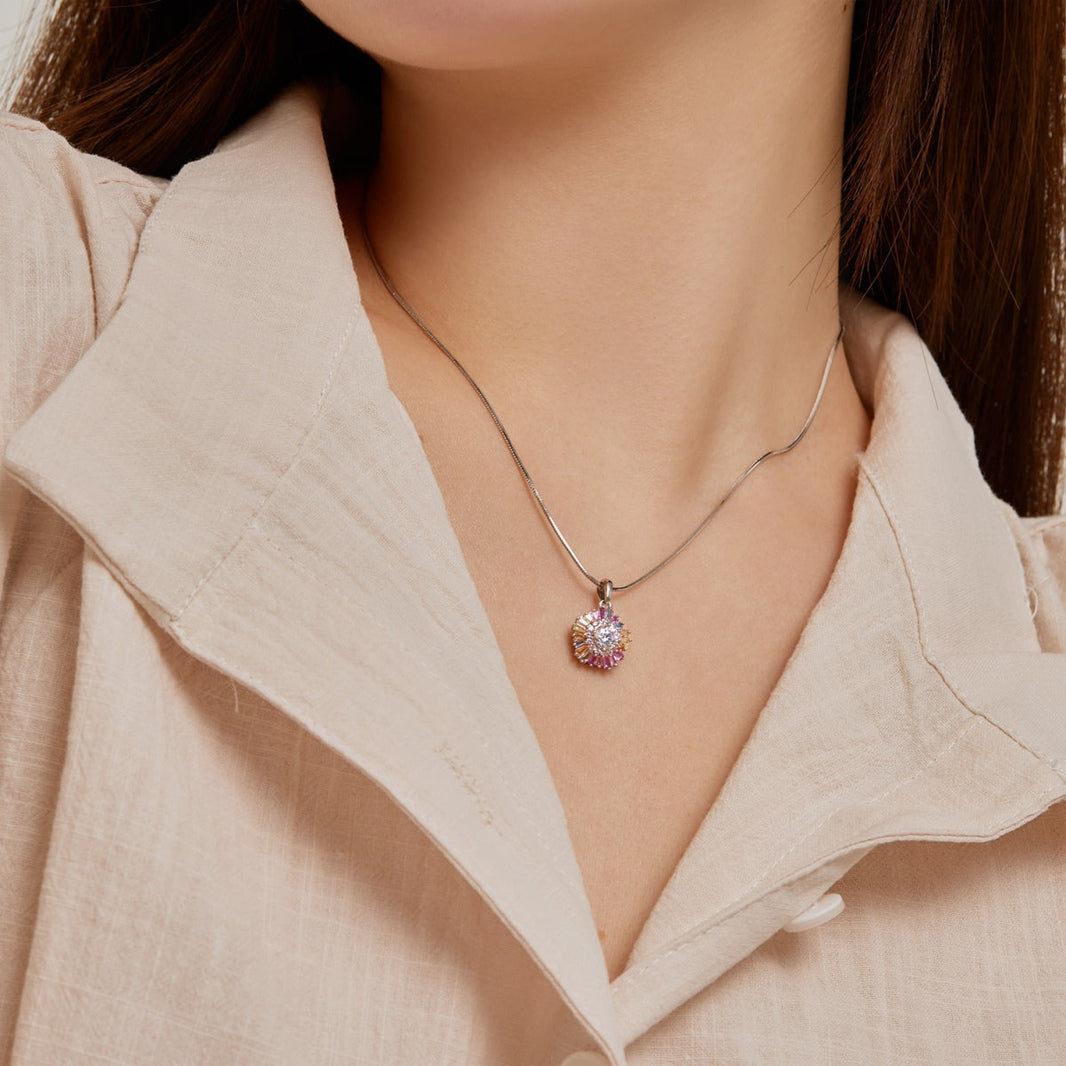 [Amore Jewels]Charming Flower Colorful Necklace