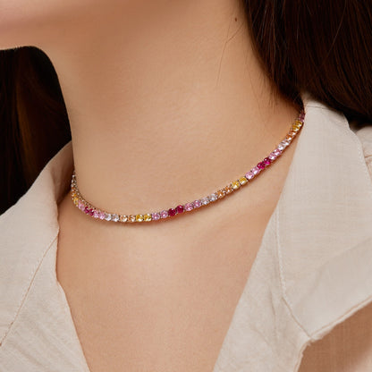 [Amore Jewels]Delicate Colorful Tennis Necklace