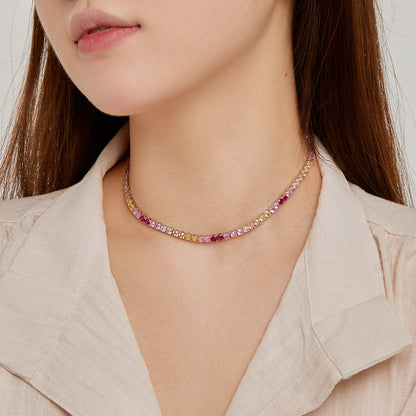 [Amore Jewels]Delicate Colorful Tennis Necklace