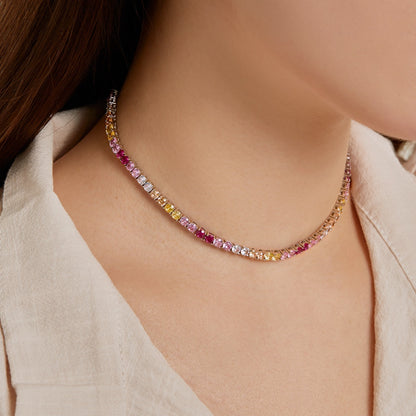 [Amore Jewels]Delicate Colorful Tennis Necklace