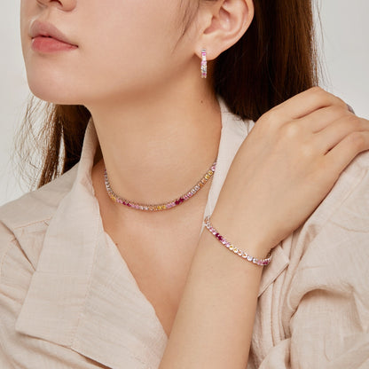 [Amore Jewels]Delicate Colorful Tennis Necklace