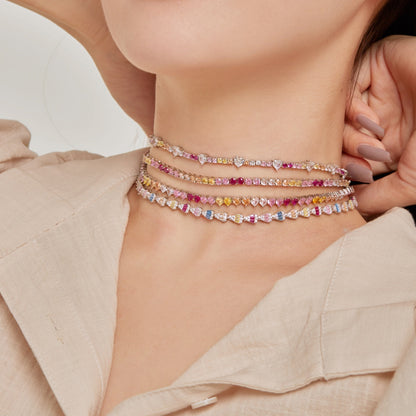 [Amore Jewels]Delicate Colorful Tennis Necklace