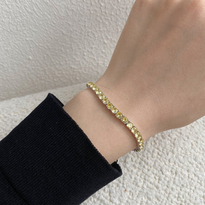 [Amore Jewels]Ornate Dazzling Round Cut Tennis Bracelet