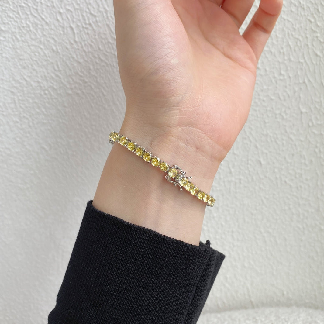 [Amore Jewels]Ornate Dazzling Round Cut Tennis Bracelet