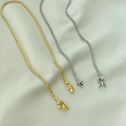 [Amore Jewels]Delicate Round Shape Tennis Necklace