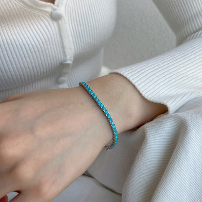 [Amore Jewels]Dainty Charming Round Cut Tennis Bracelet