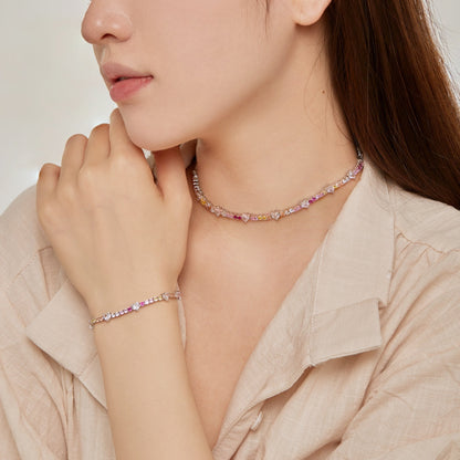 [Amore Jewels]Romantic Heart Shape Round Cut Lover Bracelet