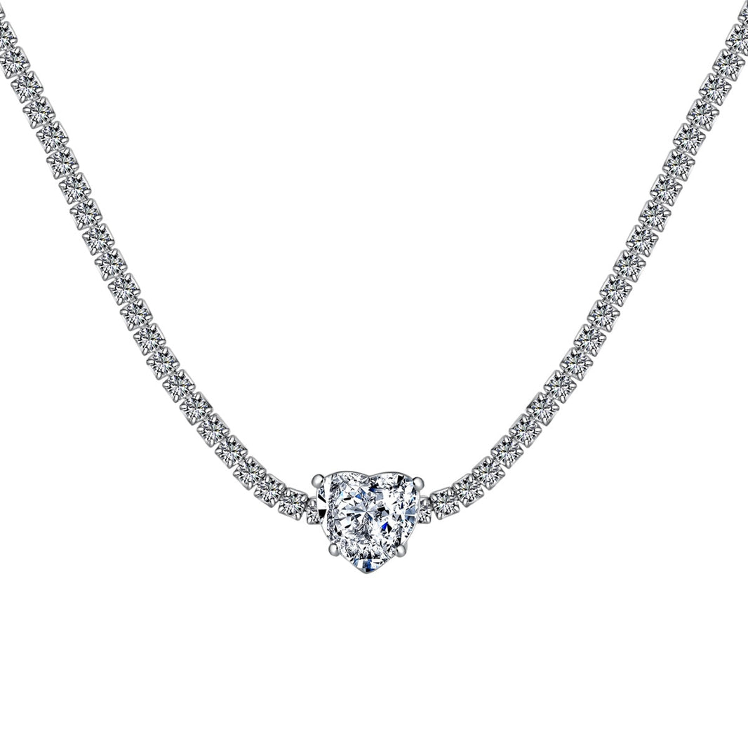 [Amore Jewels]2.0 Carat Sparkling Tennis Heart Cut Necklace