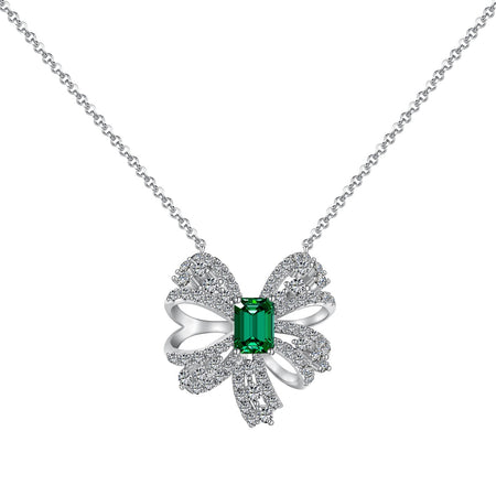 [Amore Jewels]Luxurious Flower Shape Emerald Cut Necklace